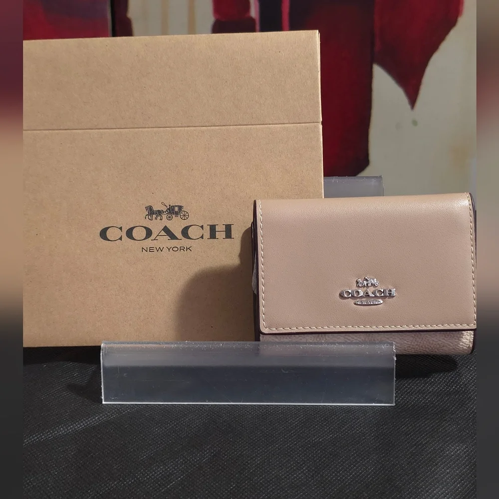 Coach Leather Wallet Taupe/Sand NWT - Picture 6 of 11